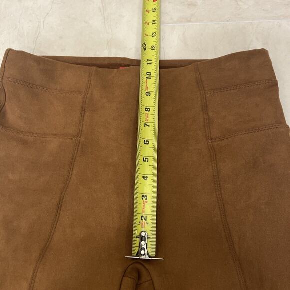 EUC Spanx Sz XL Extra Large Faux Suede Brown Leggings Pants Caramel Stretch - Picture 6 of 11